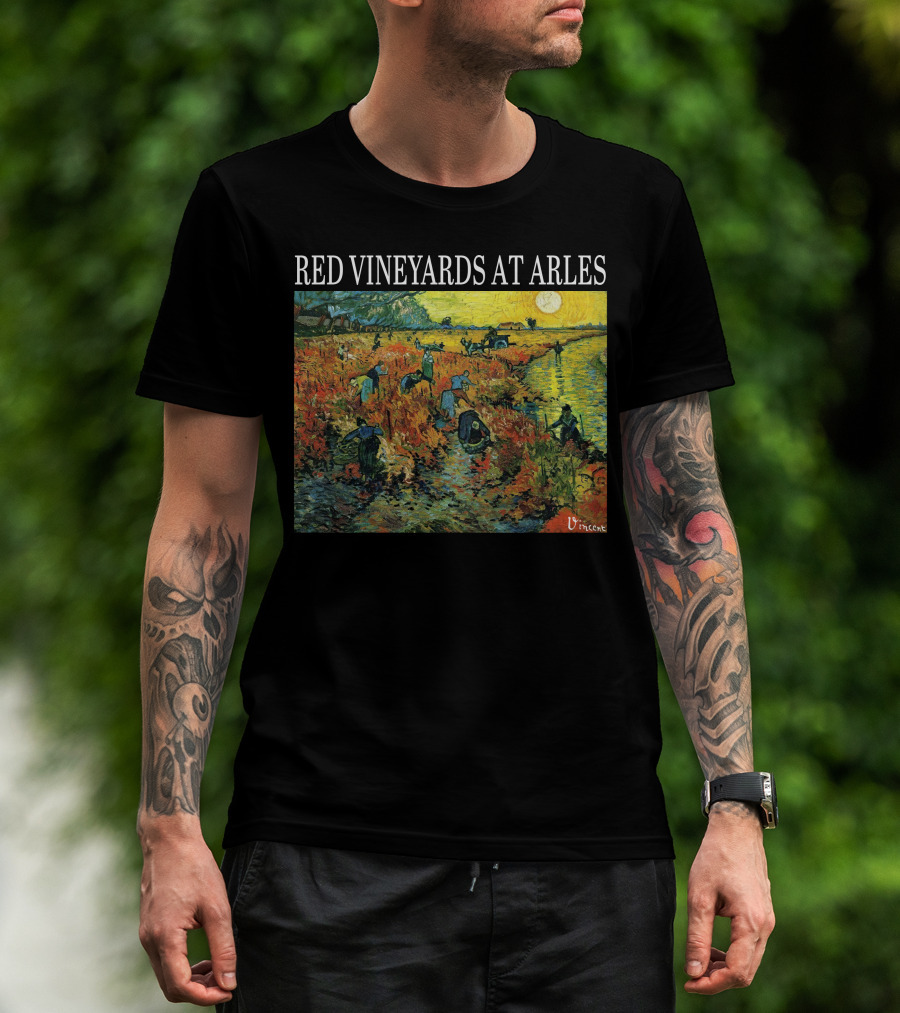 Red Vineyards At Arles Vincent Van Gogh Painting Dark T-Shirt