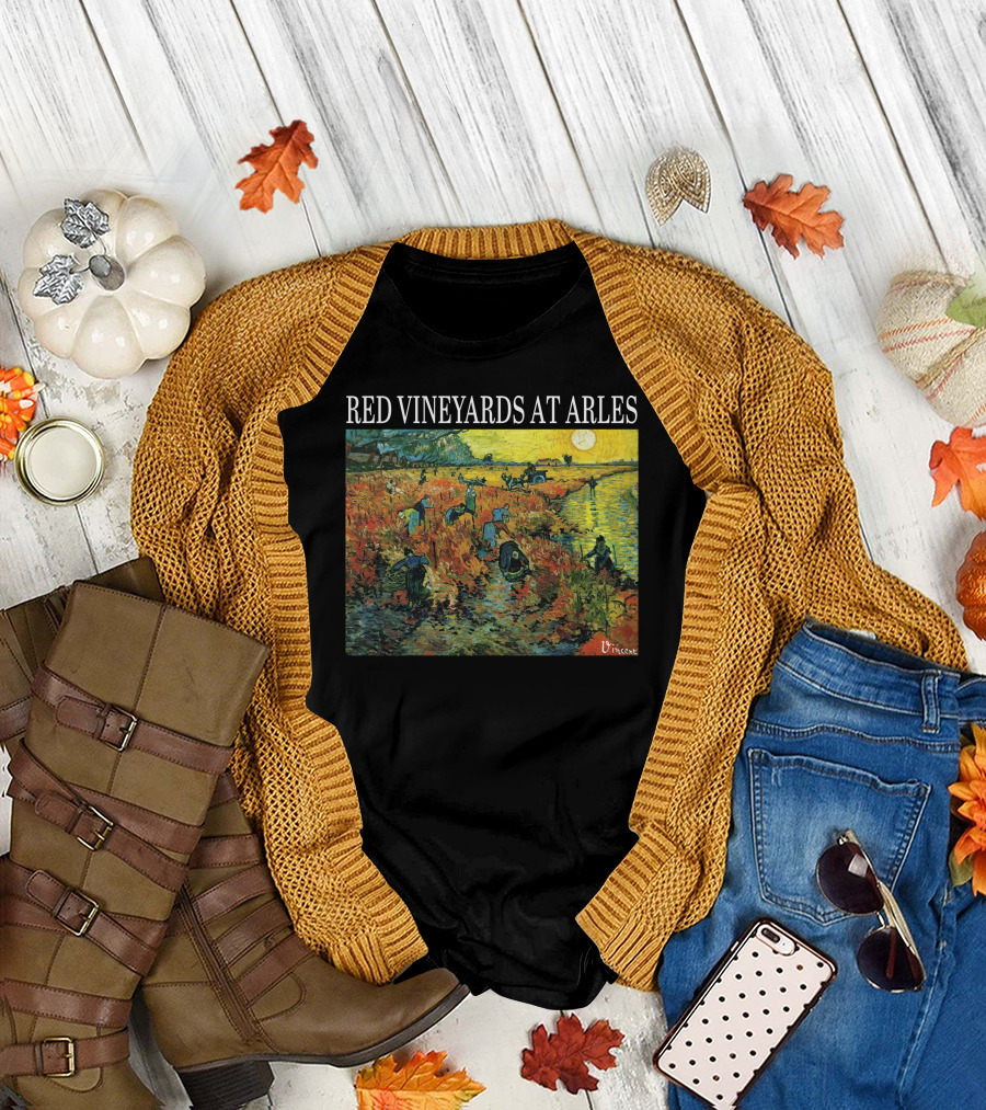 Red Vineyards at Arles Vincent Van Gogh Painting Dark T-Shirt