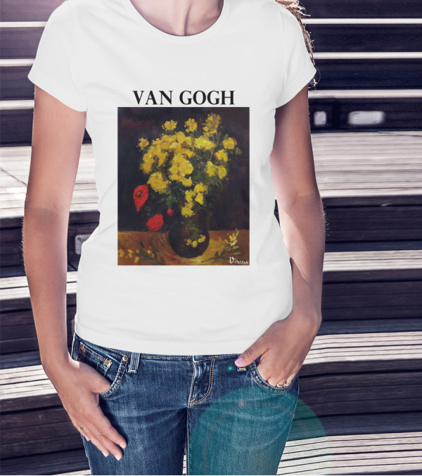 Van Gogh Flowers Red And Yellow Bouquet Vincent T-Shirt