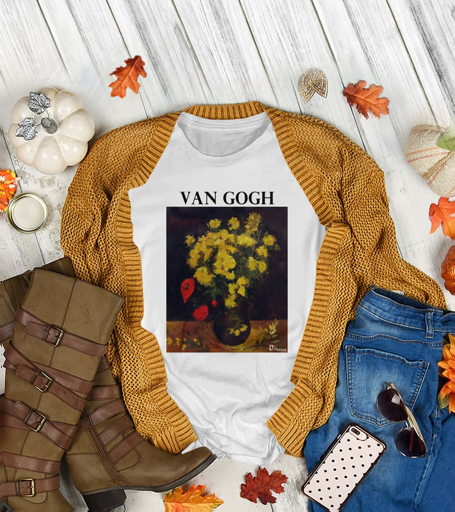 Van Gogh Flowers Red and Yellow Bouquet Vincent T-Shirt