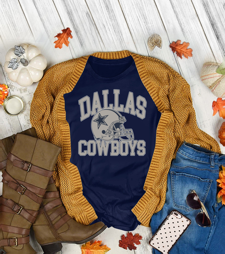 Dallas Cowboys Star Helmet Iconic Team Name T-Shirt