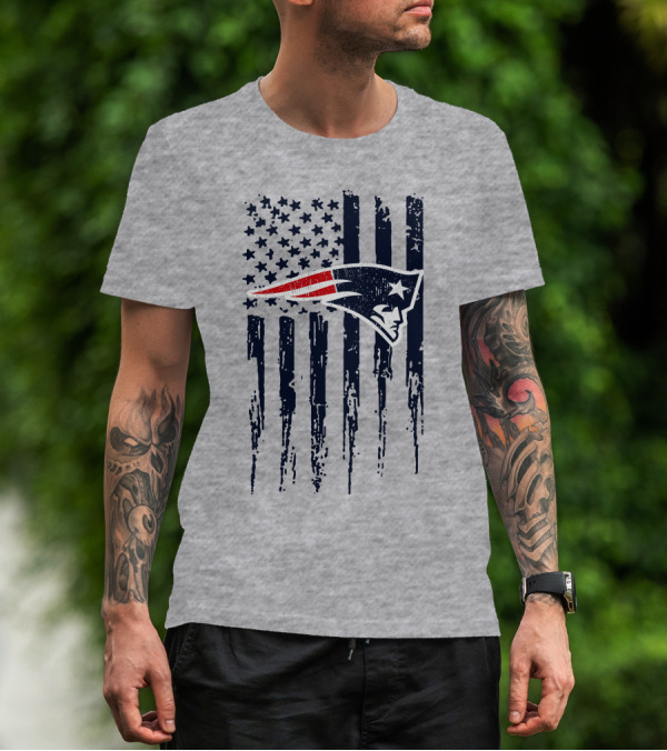 New England Patriots American Flag Patriot Head T-Shirt