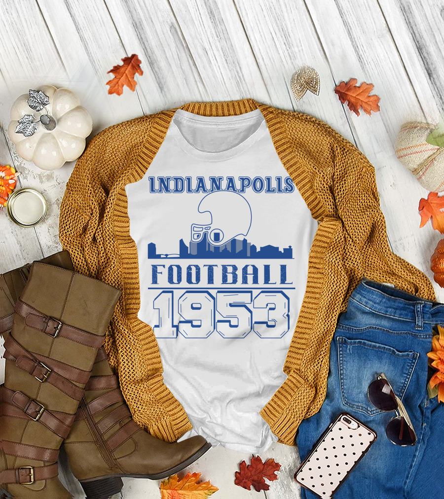 Indianapolis Football 1953 Helmet Skyline T-Shirt