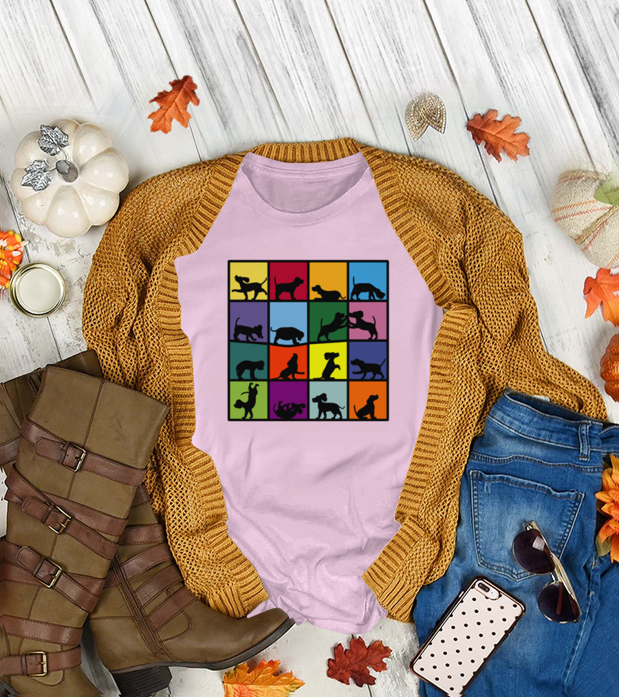 Dog Cube Beagle Silhouette Grid T-Shirt
