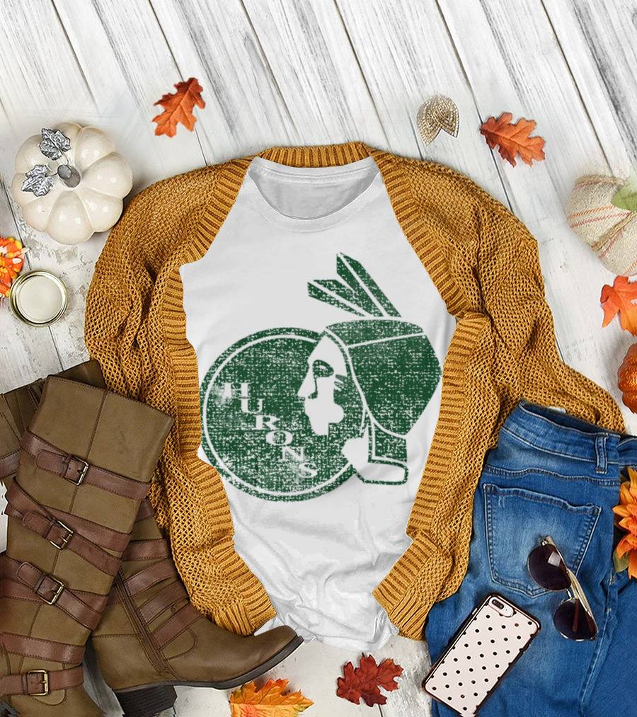 Old School Eastern Hurons Vintage Green Head T-Shirt