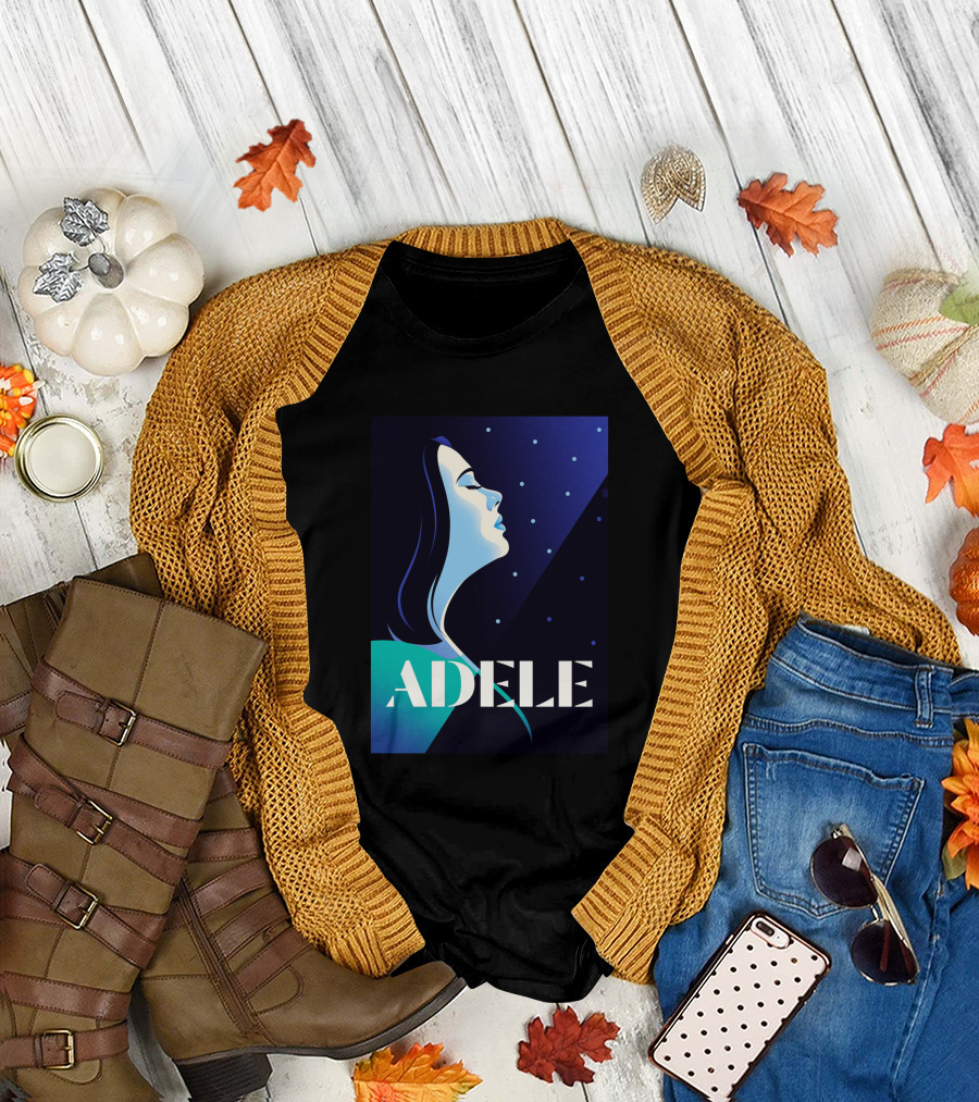 ADELE 1436941 Retro Style Portrait with Night Sky T-Shirt