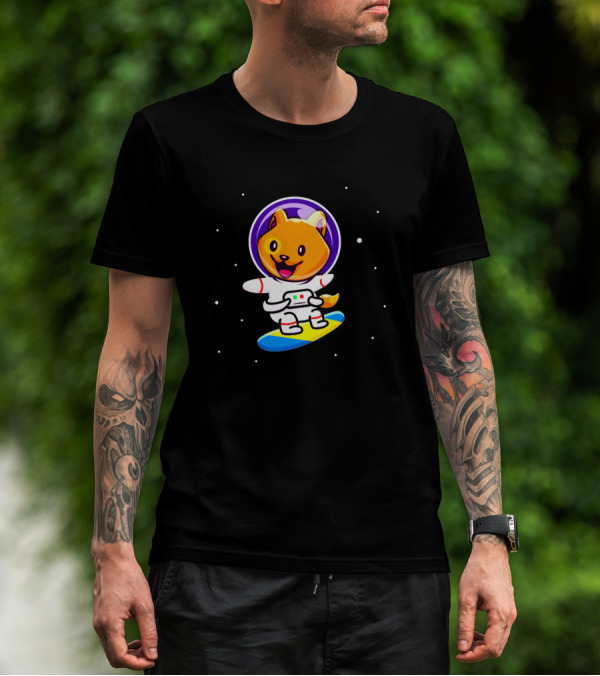 Astronomer 1392143 Space Dog Surfing In Outer Space T-Shirt