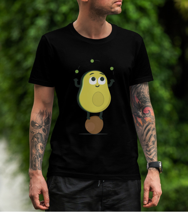 Avocado Juggler Balancing On Pit With Smiling Cartoon Expression T-Shirt