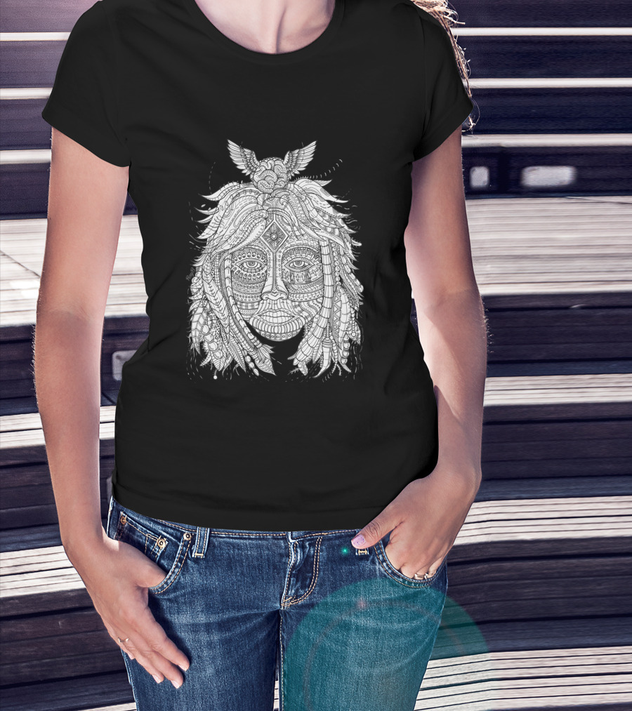 Back To The Roots 1041707 Intricate Nature Face With Animal Motif T-Shirt