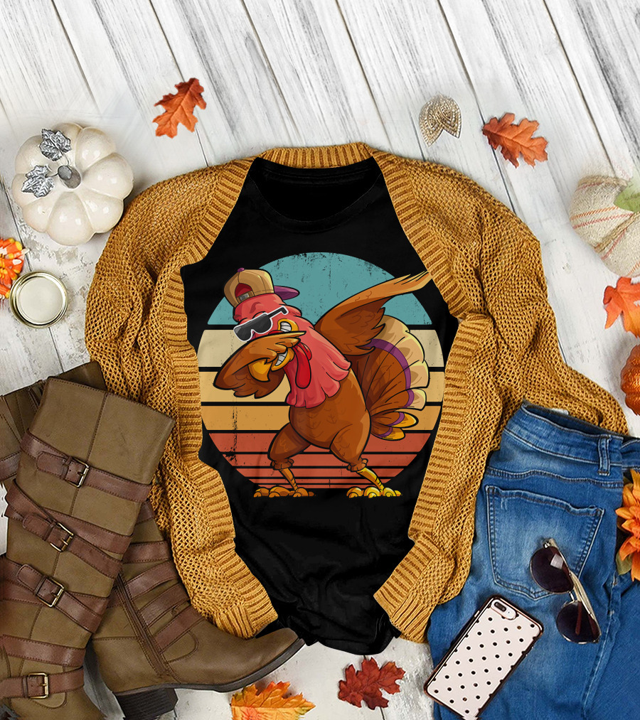 Thanksgiving Turkey Dabbing in Sunglasses and Hat T-Shirt