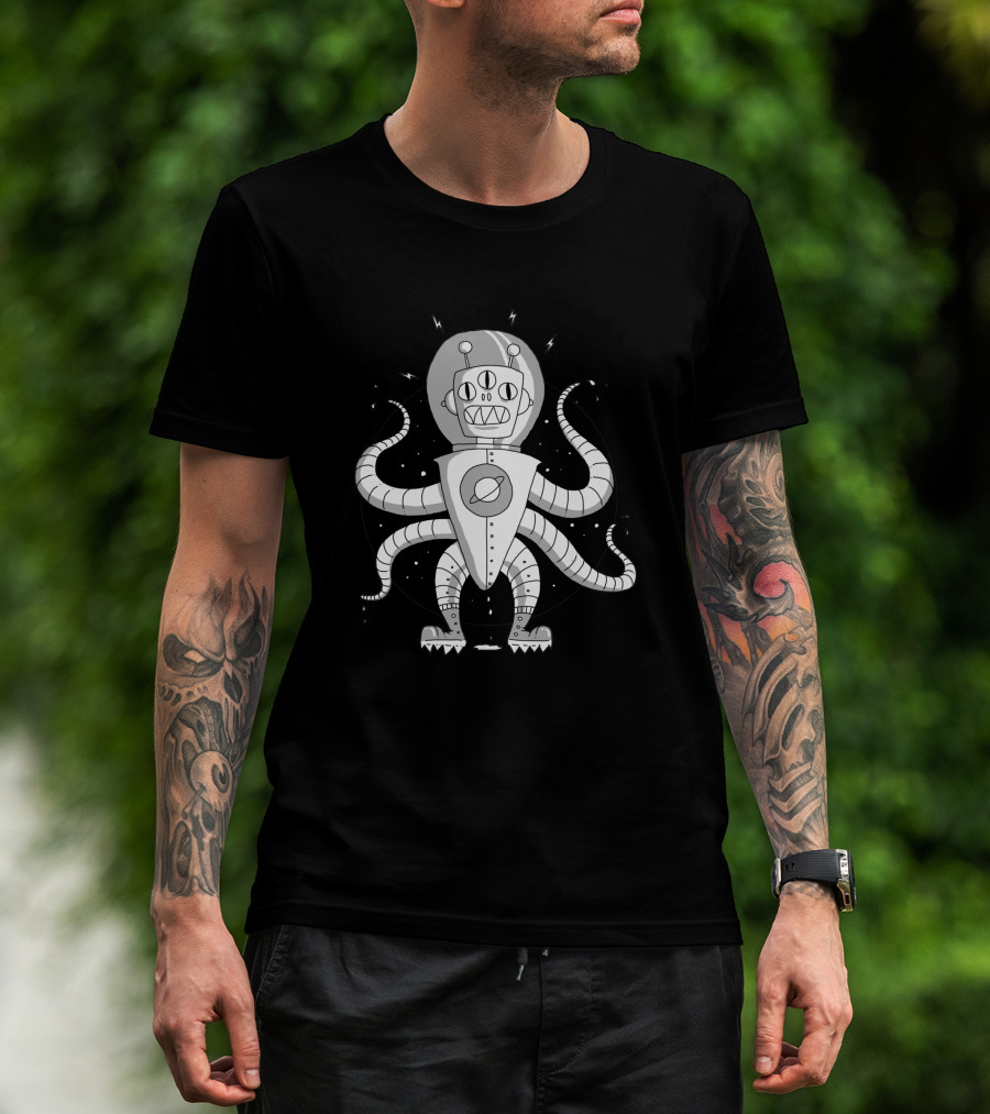 Alien Spaceman 853031 Six-Legged Robot With Saturn Helmet T-Shirt