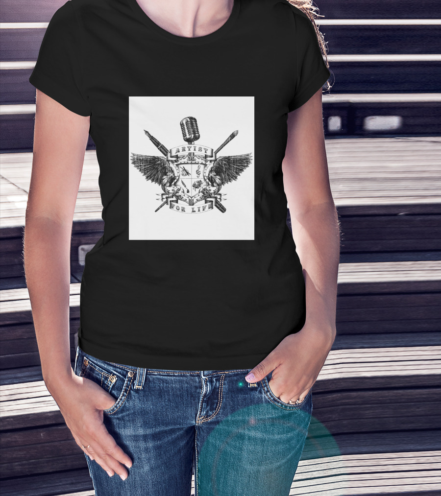 Artist For Life Microphone Brush Wings Shield 234592 T-Shirt