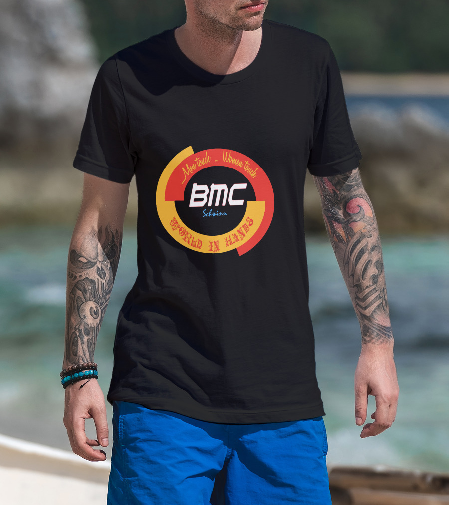 BMC Schwinn Men Touch Women Touch World In Hands Vintage T-Shirt