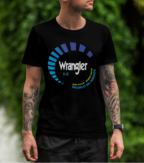 Wrangler IK IKU Men Touch Women Touch World In Hands T-Shirt