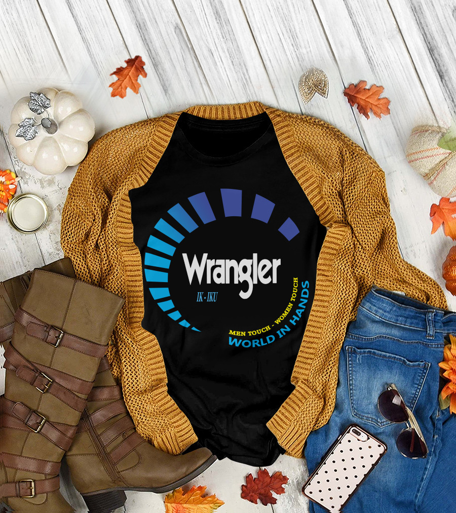 Wrangler IK IKU Men Touch Women Touch World In Hands T-Shirt