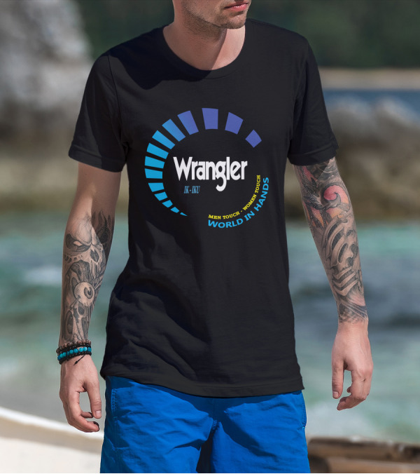 Wrangler IK IKU Men Touch Women Touch World In Hands T-Shirt