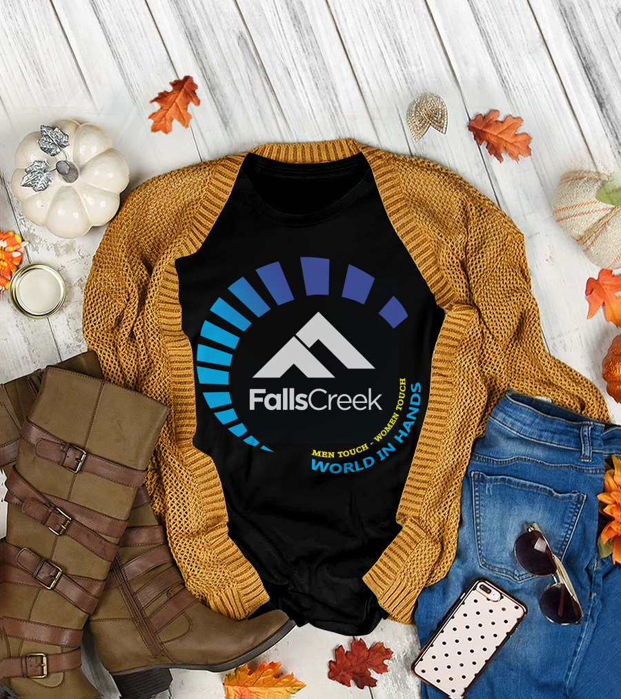 Falls Creek Men Touch Women Touch World in Hands T-Shirt