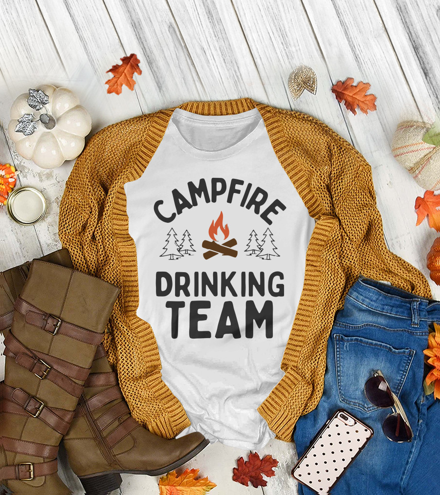 Campfire Drinking Team Camping Vectorized T-Shirt