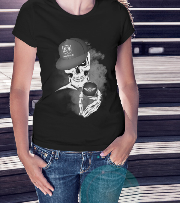 Dodge Brothers Skeleton In Smoke With Hat And Winged Emblem T-Shirt