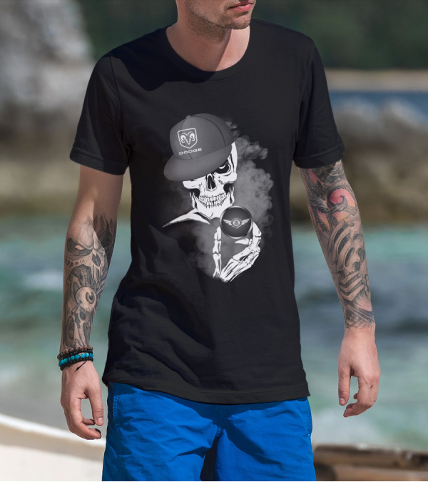 Dodge Brothers Skeleton In Smoke With Hat And Winged Emblem T-Shirt