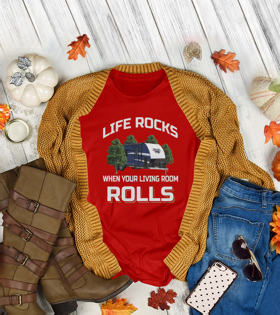 LIFE ROCKS WHEN YOUR LIVING ROOM ROLLS Livin Lite Quicksilver T-Shirt