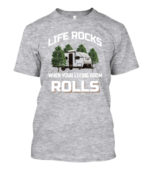 Life Rocks When Your Living Room Rolls Camper Wolf Pup Black Label T-Shirt