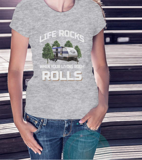 LIFE ROCKS WHEN YOUR LIVING ROOM ROLLS Grey Wolf DBH T-Shirt