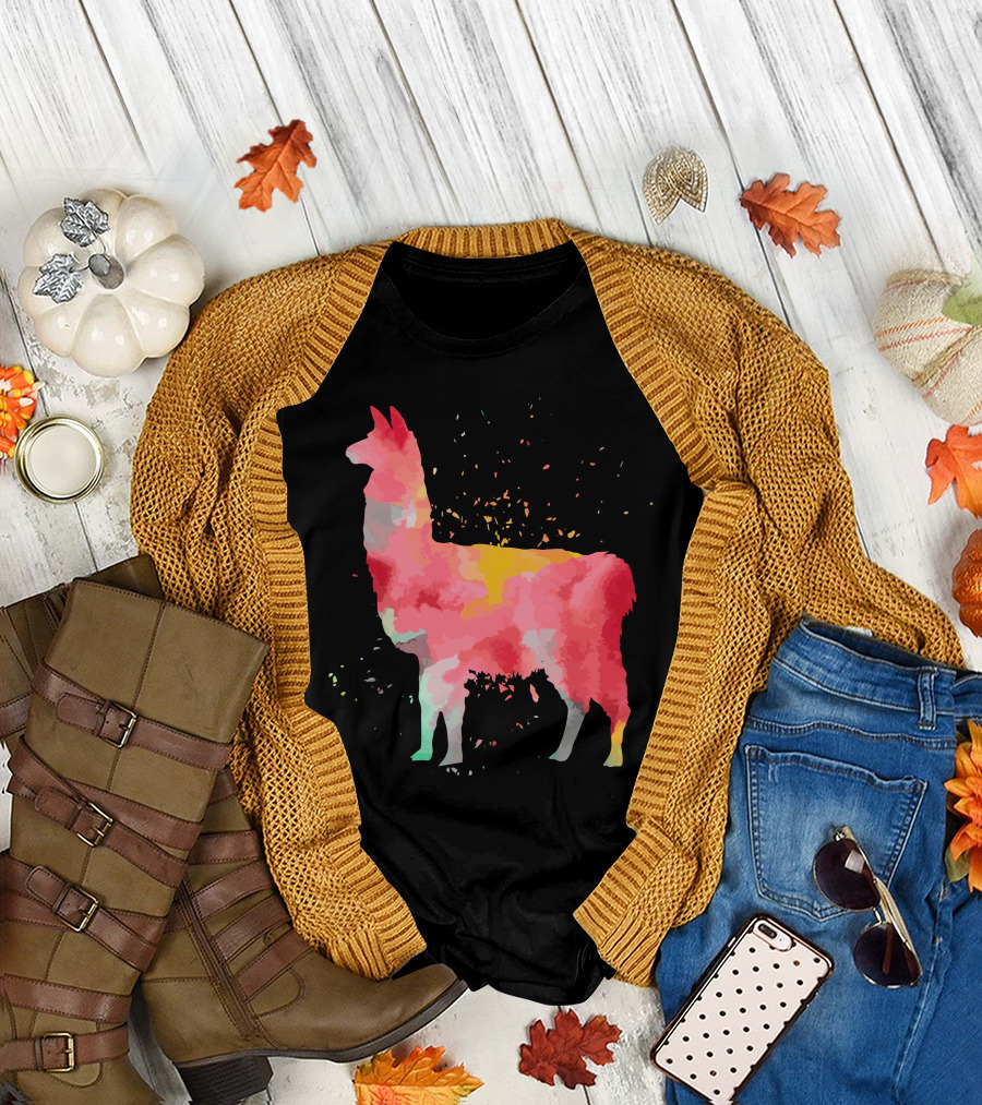 Llama Colorful Minimalist Fashion Burst T-Shirt