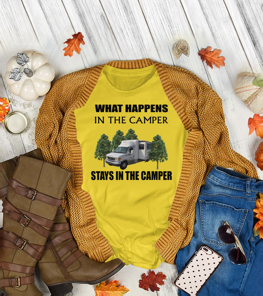 What Happens in the Camper Stays in the Camper Aspect Winnebago T-Shirt