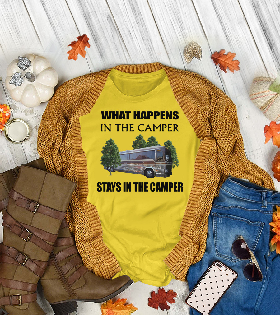 1995 Prevost Country Coach XL What Happens in the Camper Stays in the Camper T-Shirt