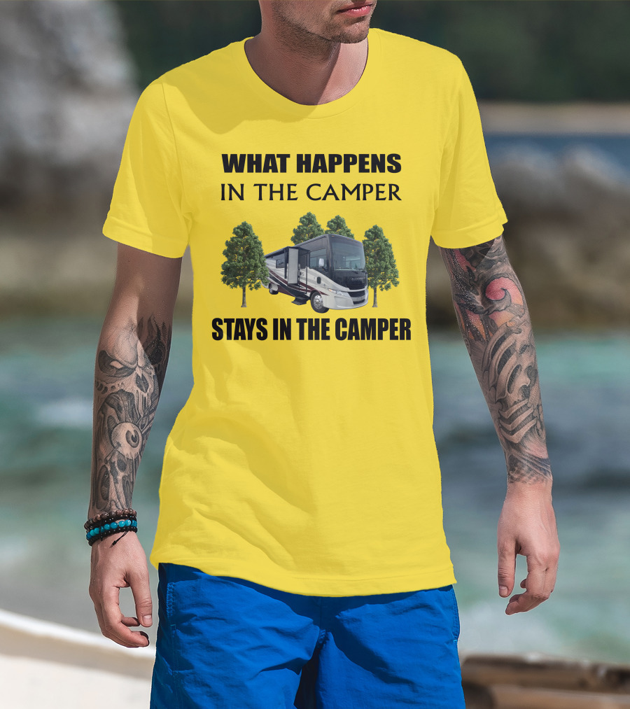 What Happens In The Camper Stays In The Camper Tiffin Allegro Open Road 34PA T-Shirt