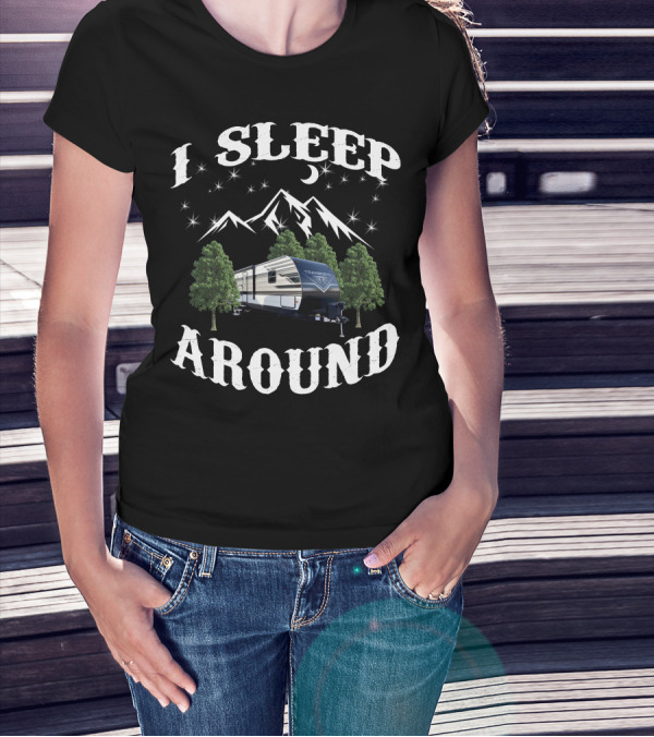I Sleep Around Grand Design Transcend Xplor Camper Mountains Moon Stars T-Shirt