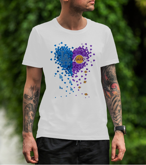 Los Angeles Lakers And LA Dodgers Heart T-Shirt