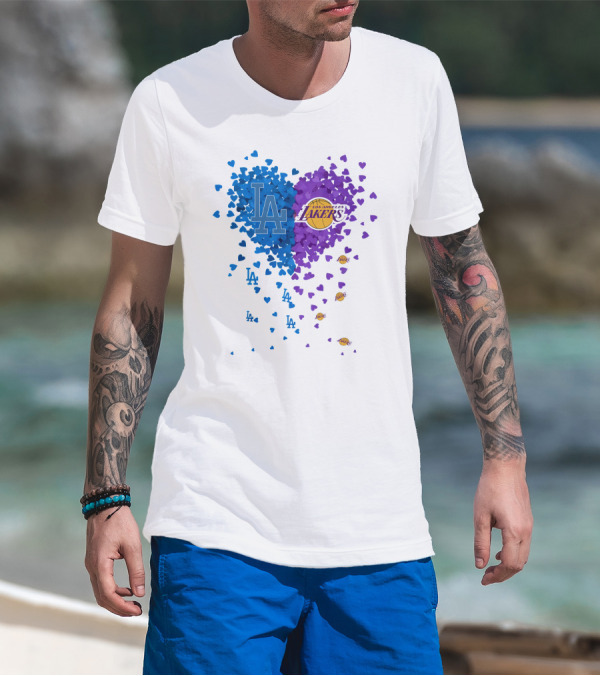 Los Angeles Lakers And LA Dodgers Heart T-Shirt
