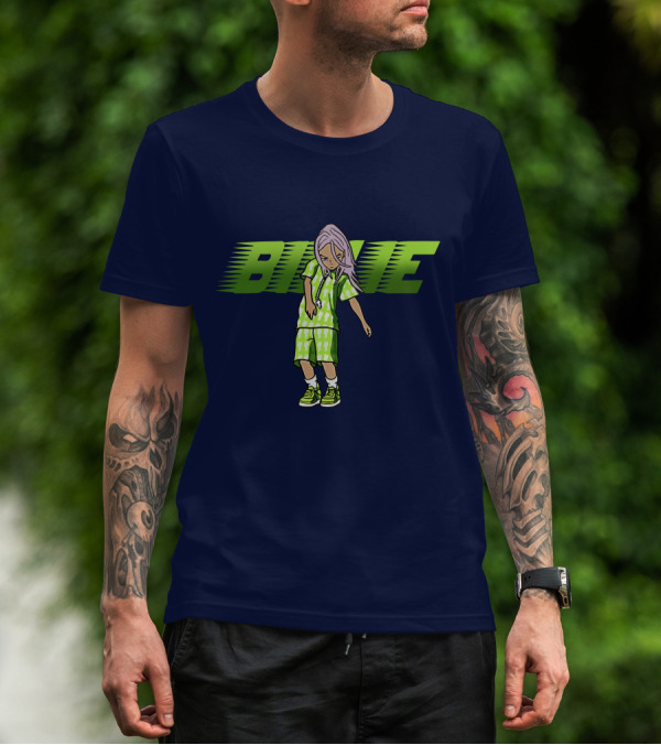 Takashi Murakami Billie Eilish Collaborative Green Outfits Graphic Billie T-Shirt
