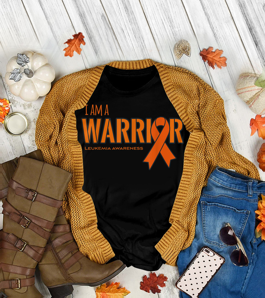 I Am A Warrior Leukemia Awareness Orange Ribbon T-Shirt