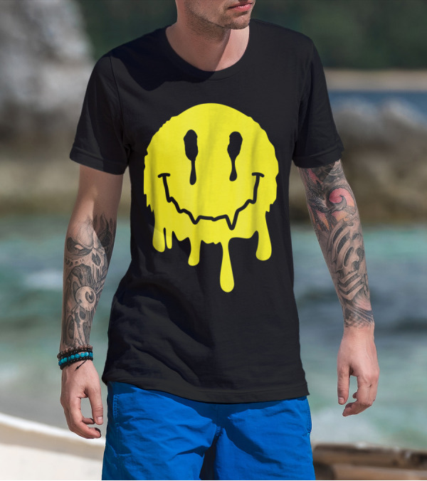 Funny Melting Smiley Face Acid Lsd Mdma T-Shirt