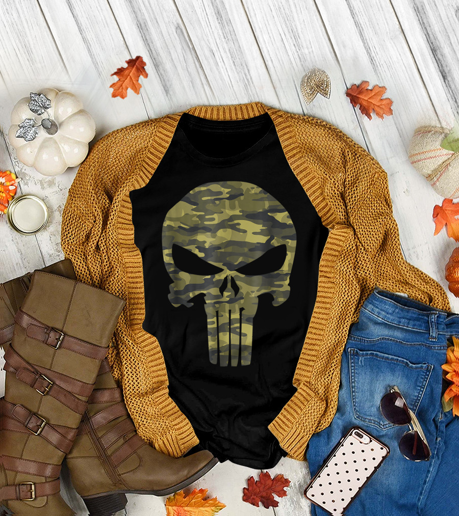 Marvel Punisher Camouflage Skull T-Shirt