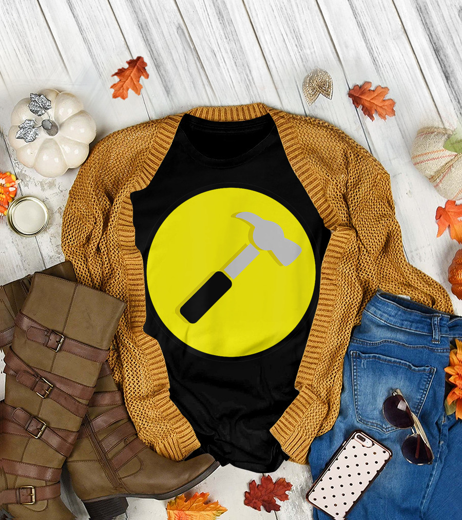 Mens Hammer Icon Bright Yellow Circle T-Shirt