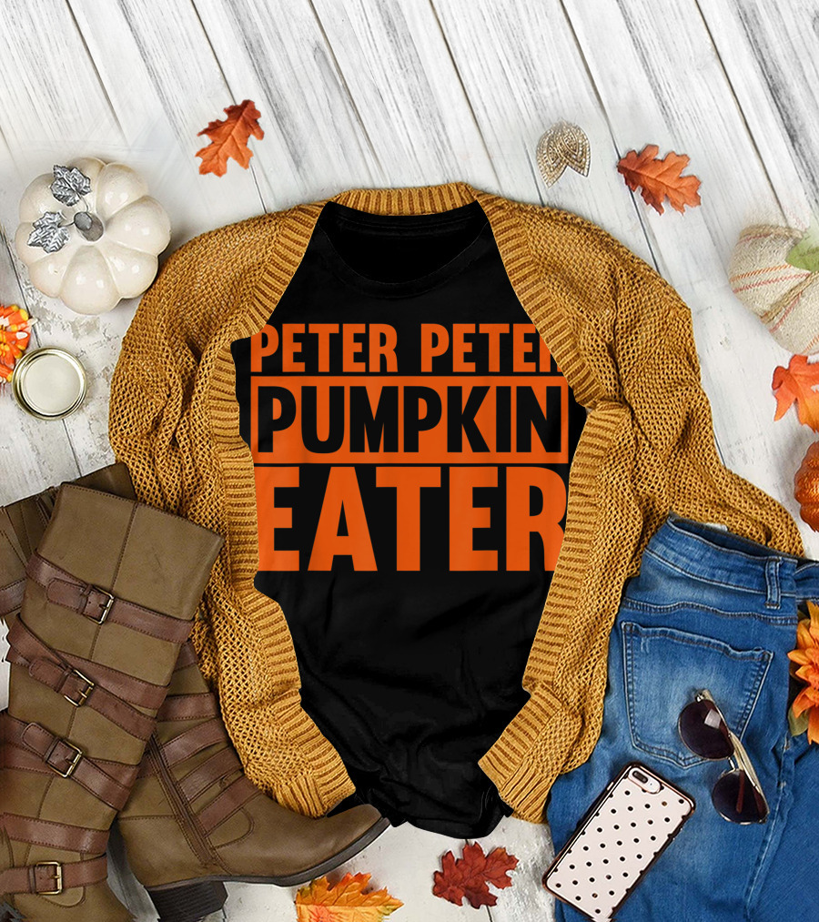 Peter Peter Pumpkin Eater Bold Orange Text Block T-Shirt