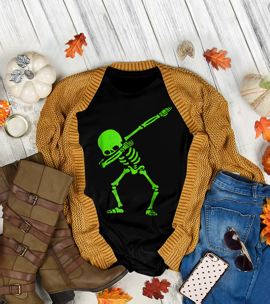 Dabbing Skeleton Halloween Glow Dab Skeleton T-Shirt