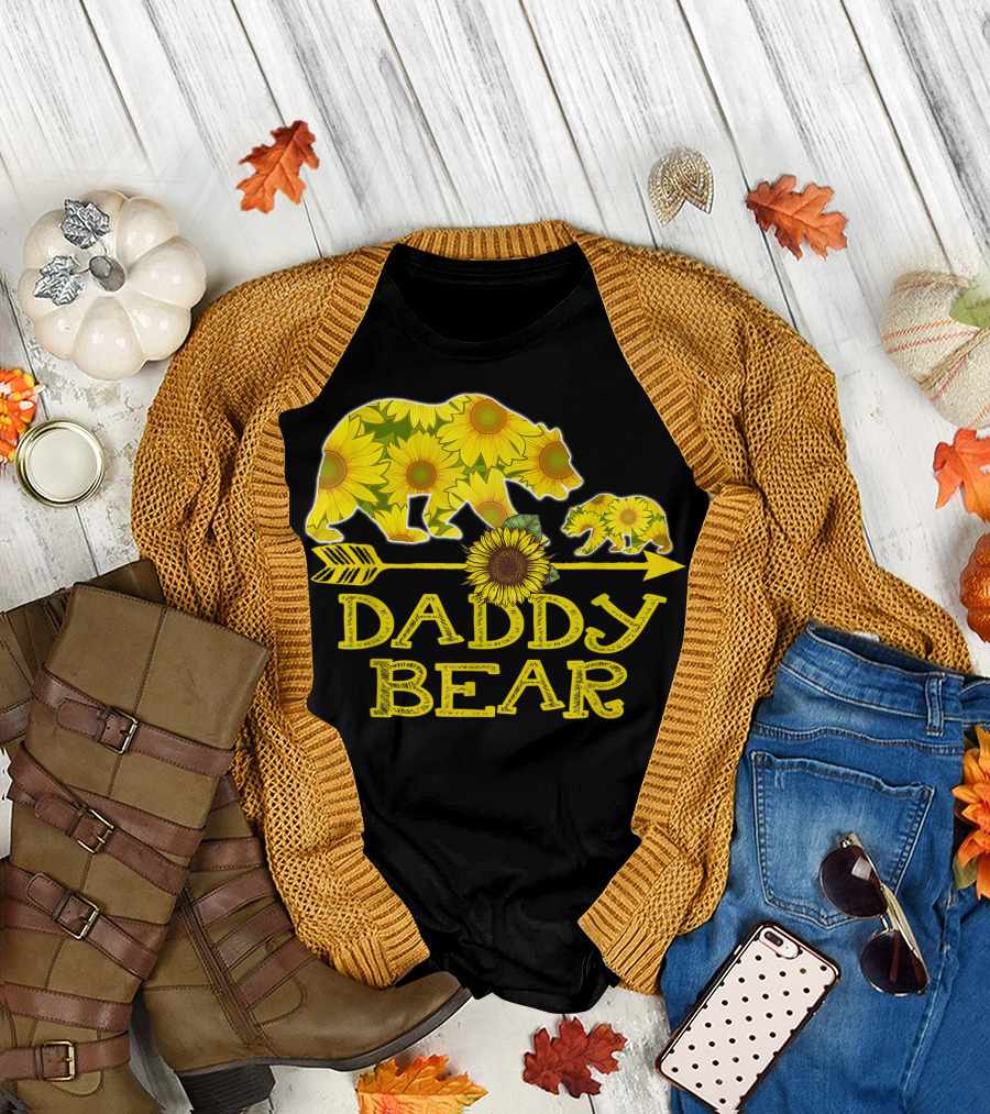 Daddy Bear Sunflower Arrow Mother Father Funny T-Shirt