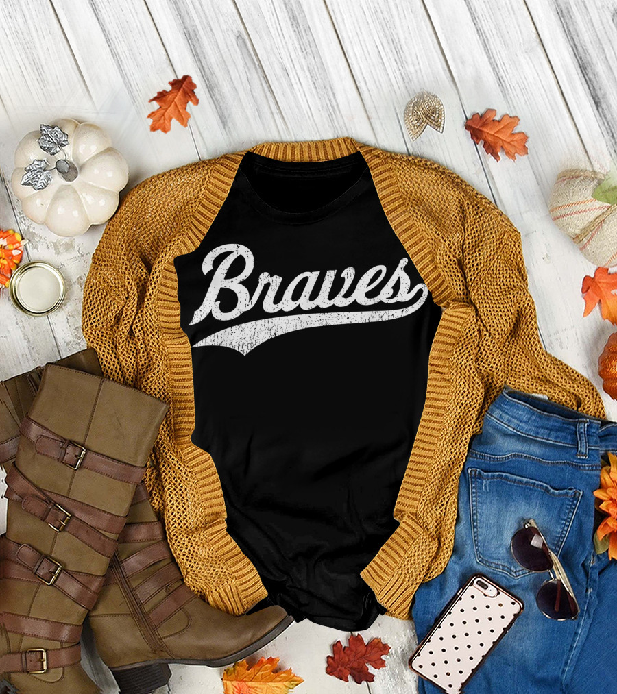 Braves Distressed Script T-Shirt