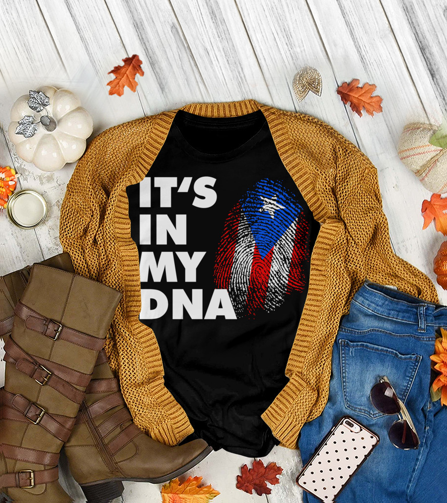 It's In My DNA Puerto Rico Fingerprint Boricua Flag T-Shirt