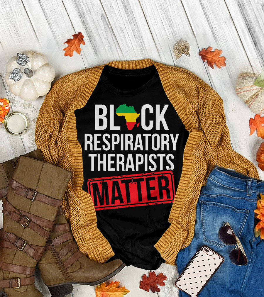 Black Respiratory Therapists Matter African Map Colors T-Shirt