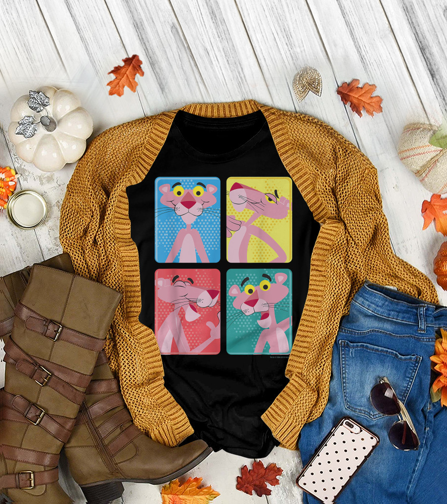 Pink Panther Colorful Comic Style Four Pose Panels Vintage 1964 T-Shirt