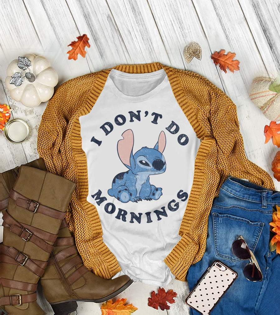 Disney Lilo and Stitch I Don't Do Mornings T-Shirt