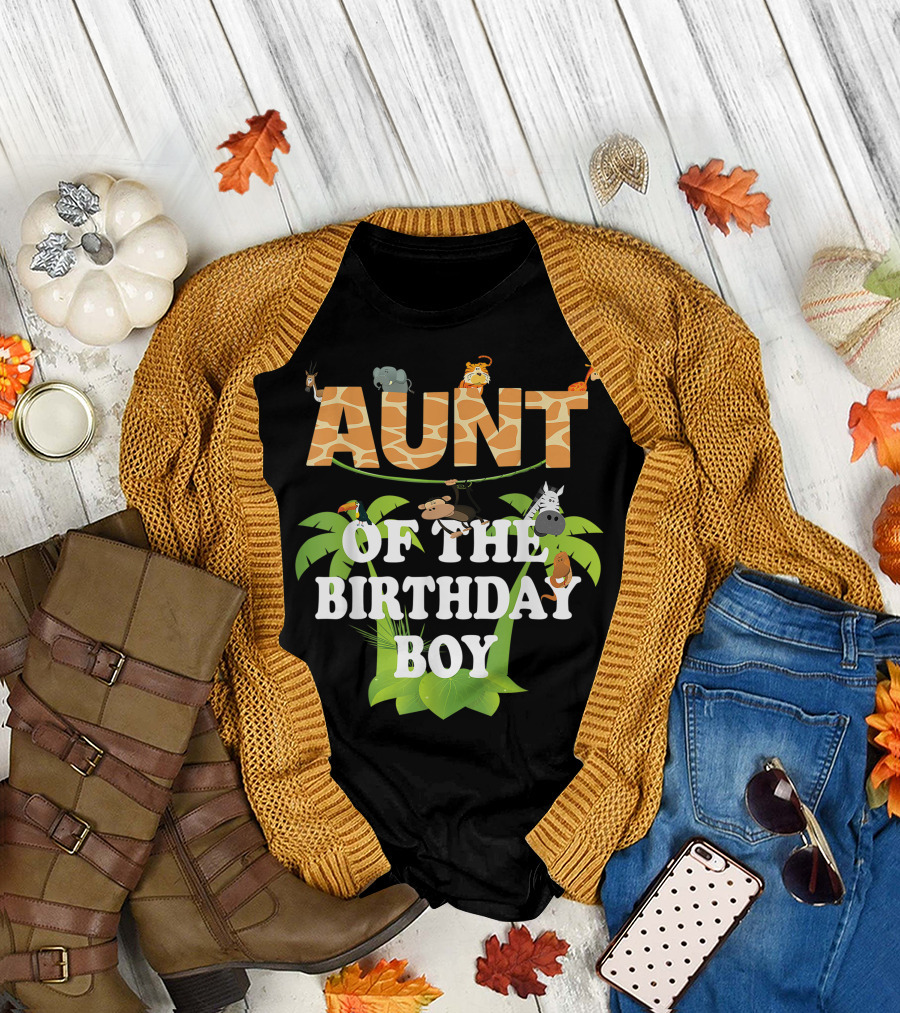 Aunt Of The Birthday Boy Jungle Safari Animals Party T-Shirt