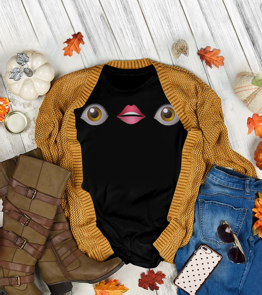 Eye Mouth Eye Funny Lips Meme Emoji Social Media Context T-Shirt