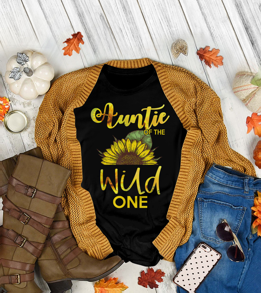 Auntie Of The Wild One Sunflower First Birthday T-Shirt